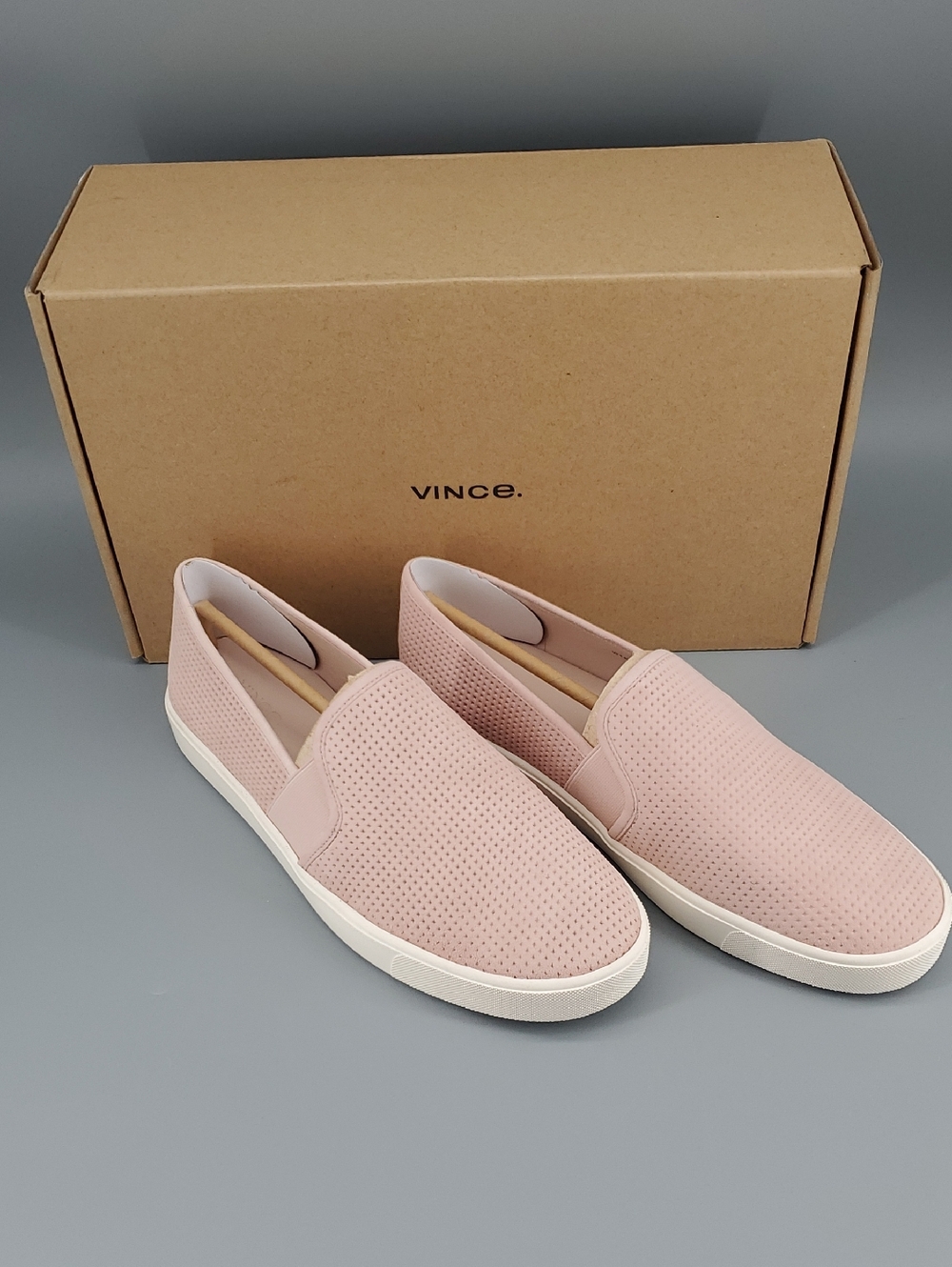 Vince Blair-5 Pink Perforated Slip-On Sneakers